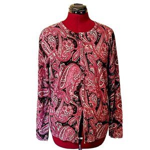 Croft & Barrow Womens Cardigan Sweater Size Medium Multicolor Cotton Pai…